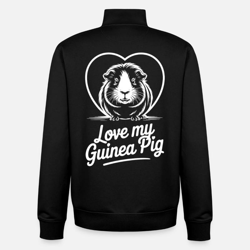 Amour Cochon d’Inde Motif Coeur - Sweat zippé unisexe en coton bio Stanley/Stella - noir