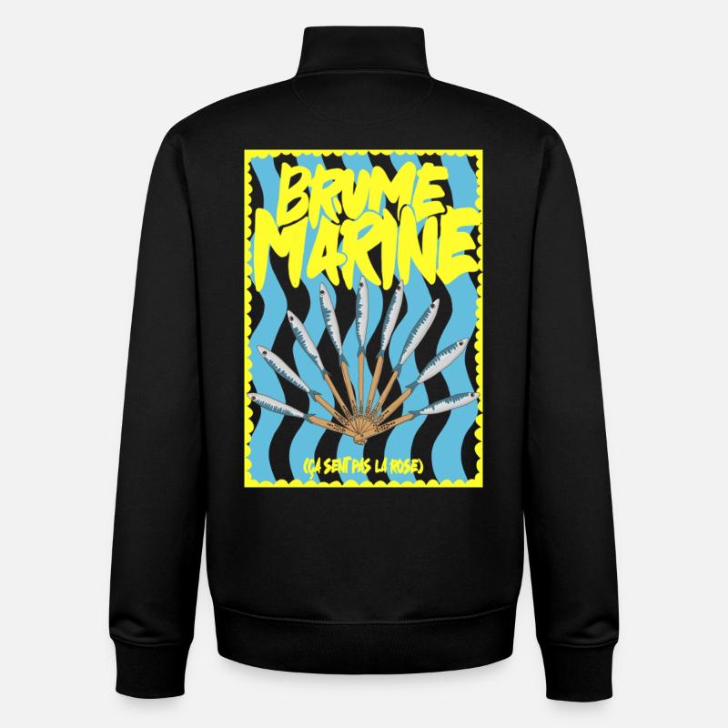 Brume Marine et  éventaile de sardines - Sweat zippé unisexe en coton bio Stanley/Stella - noir
