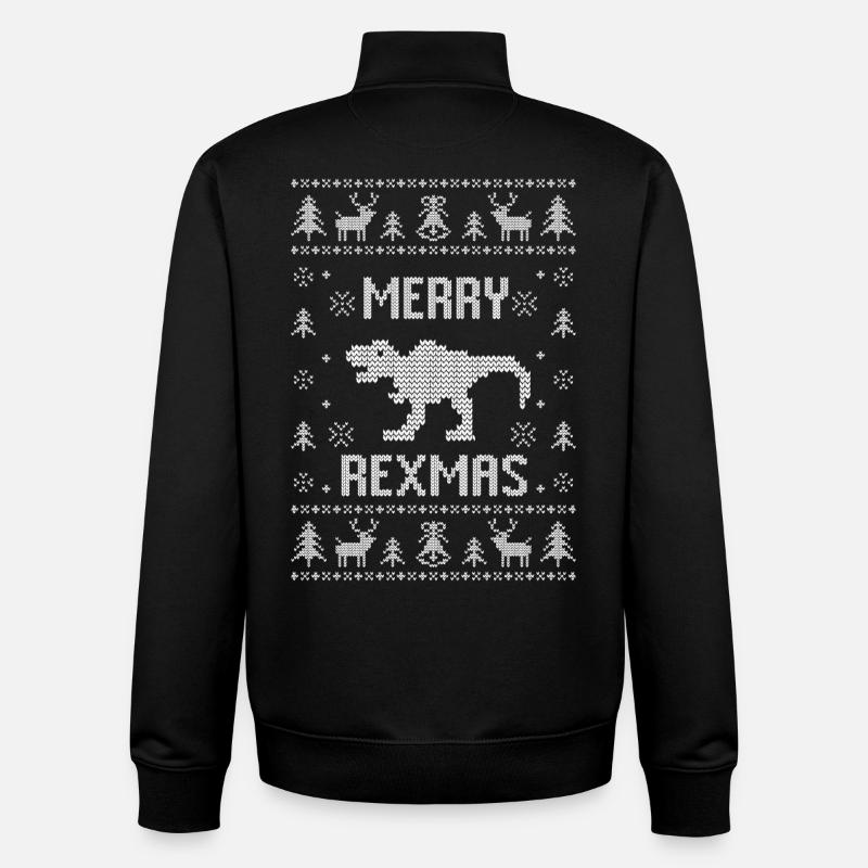 Dinosaurier Weihnachtspullover T-Rex Merry Rexmas - Unisex Organic Zip Sweatshirt von Stanley/Stella - Schwarz