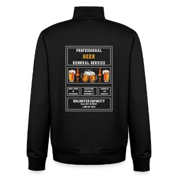 Bierabfuhrservice - Lustige ironische Kleidung - Unisex Organic Zip Sweatshirt von Stanley/Stella - Schwarz - Hinten - AI Model Male 185 light (185cm)