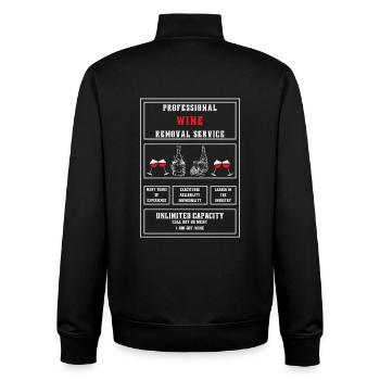 Service professionnel d’enlèvement de vin Graphiques amusants - Sweat zippé unisexe en coton bio Stanley/Stella - noir - Dos - AI Model Male 185 light (185cm)