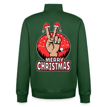 Frohes Weihnachten Peacezeichen Motiv - Unisex Organic Zip Sweatshirt von Stanley/Stella - Flaschengrün - Hinten - AI Model Male 185 dark (185cm)