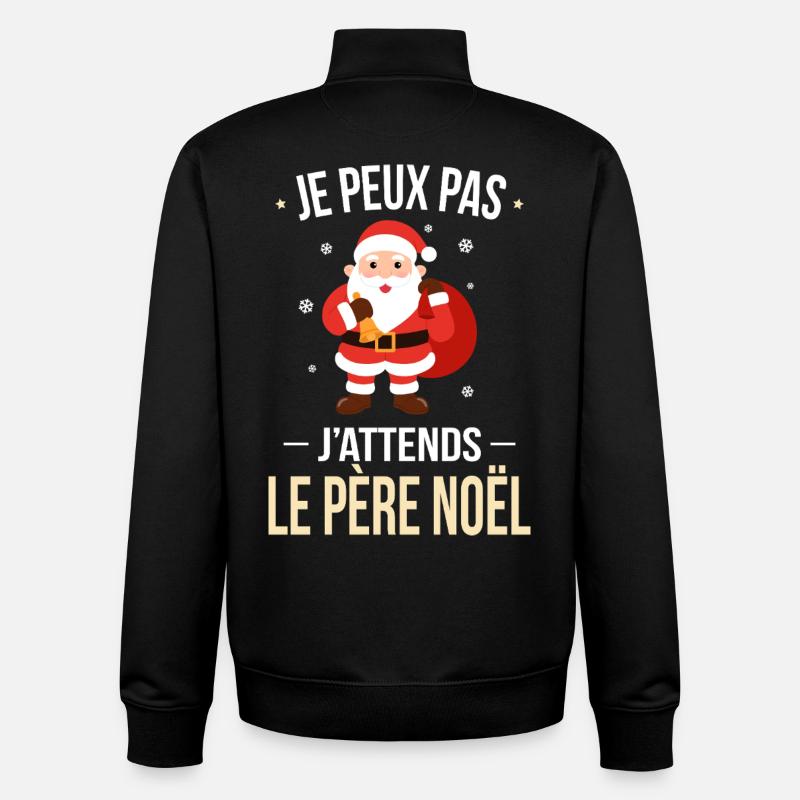 J’attends le Père Noël – Humour - Sweat zippé unisexe en coton bio Stanley/Stella - noir