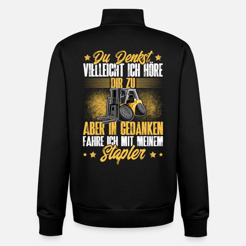 Forklift Forklift Driver - Unisex Organic Zip Sweatshirt by Stanley/Stella - black