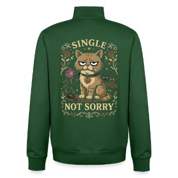 Chat célibataire pas désolé - Sweat zippé unisexe en coton bio Stanley/Stella - vert bouteille - Dos - AI Model Male 185 dark (185cm)