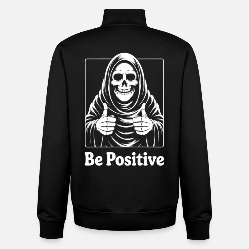 Motif squelettique Be Positive - Sweat zippé unisexe en coton bio Stanley/Stella - noir
