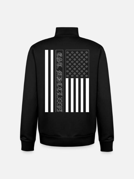 Est. MDCCLXXVI USA Flag - Unisex Organic Zip Sweatshirt by Stanley/Stella - black