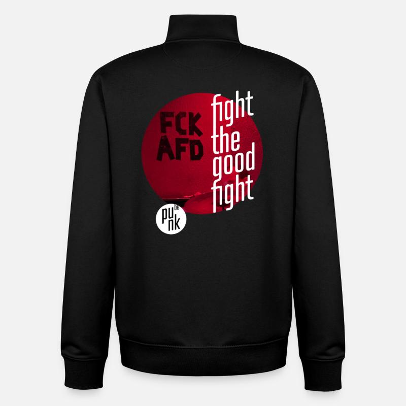 ThinkBick_Fight_the_good_fight_2026_3 - Sweat zippé unisexe en coton bio Stanley/Stella - noir