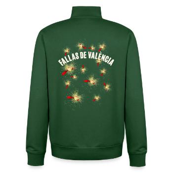 Feux d’artifice pyro Fallas de Valencia - Sweat zippé unisexe en coton bio Stanley/Stella - vert bouteille - Dos - AI Model Male 185 dark (185cm)