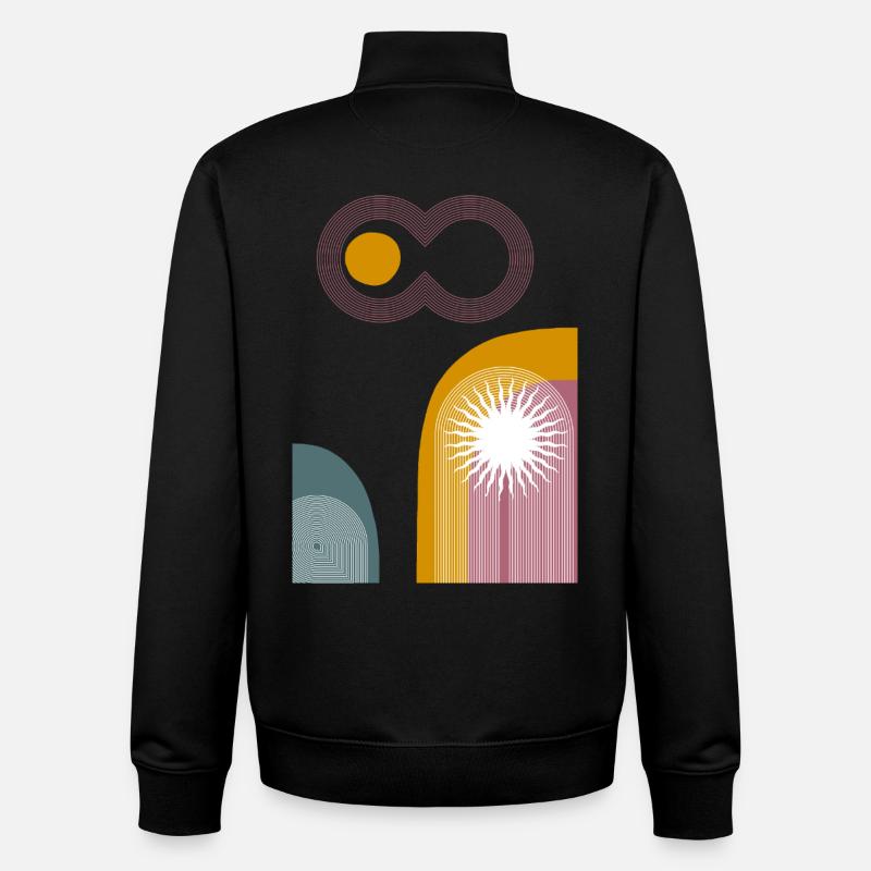 Graphique abstrait Pink Infinity Sun - Sweat zippé unisexe en coton bio Stanley/Stella - noir