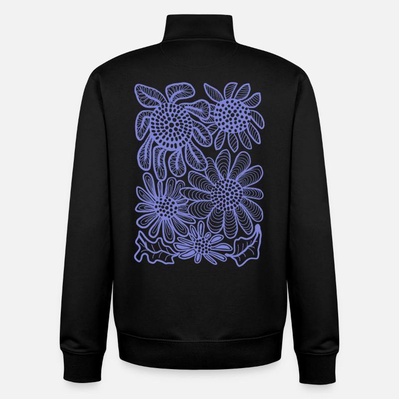 Floral Linework Bloom - Unisex Organic Zip Sweatshirt by Stanley/Stella - black