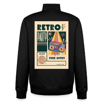 Retro Party Boombox Neon - Unisex Organic Zip Sweatshirt by Stanley/Stella - black - Back - AI Model Male 185 light (185cm)