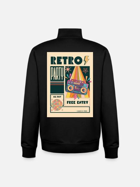 Retro Party Boombox Neon - Unisex Organic Zip Sweatshirt by Stanley/Stella - black