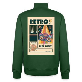Retro Party Boombox Neon - Unisex Organic Zip Sweatshirt by Stanley/Stella - bottle green - Back - AI Model Male 185 dark (185cm)