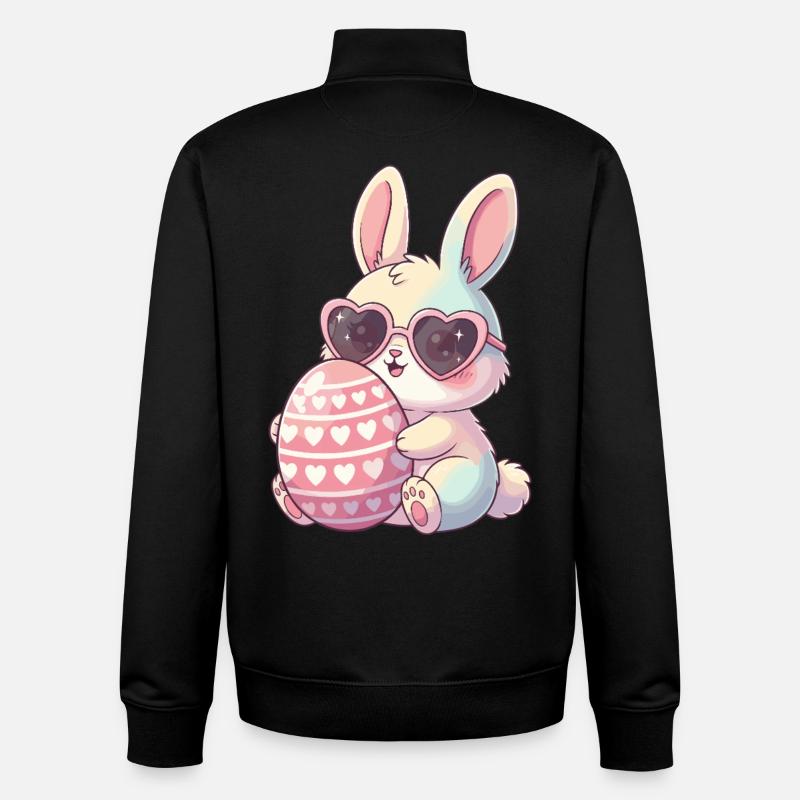 Œuf de Pâques Herzblick Bunny - Sweat zippé unisexe en coton bio Stanley/Stella - noir