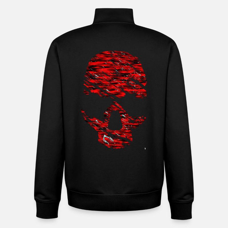 Crâne rouge avec des fissures - Sweat zippé unisexe en coton bio Stanley/Stella - noir