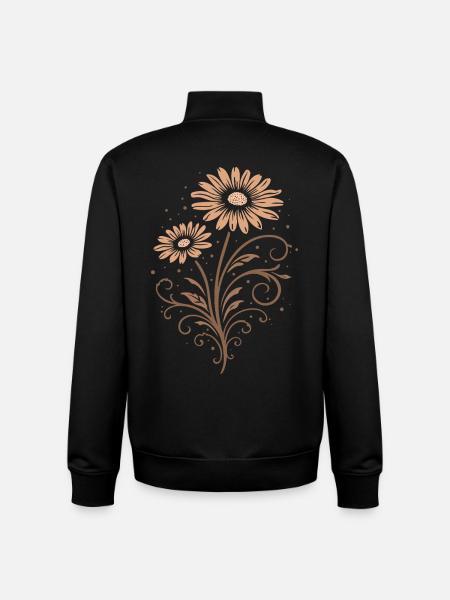 Daisies – Floral Summer Nature Motif - Unisex Organic Zip Sweatshirt by Stanley/Stella - black