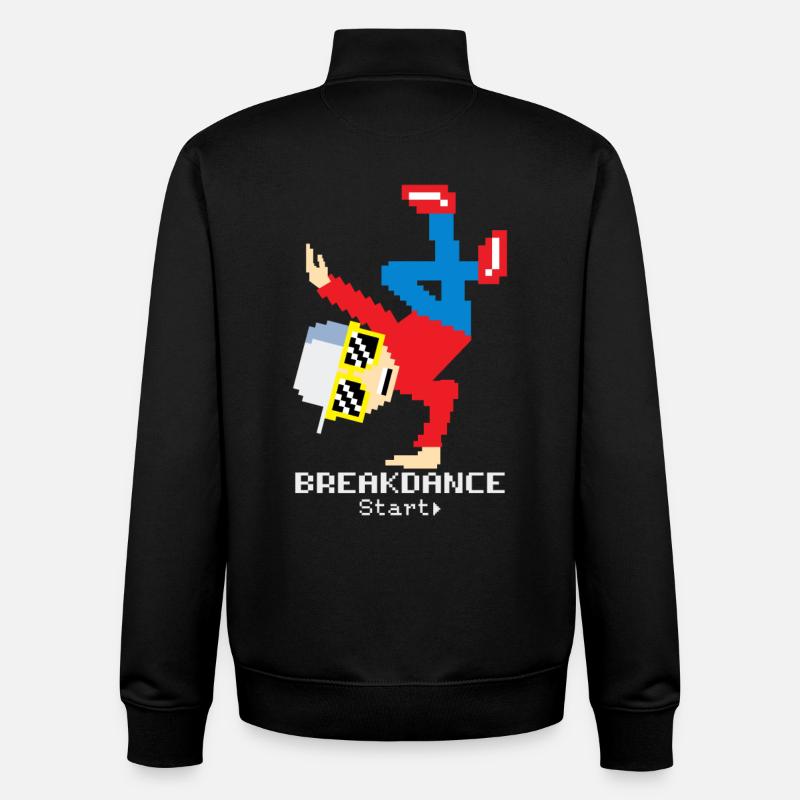 Pixel Breakdance B-Boy | Hip Hop rétro 8-bit - Sweat zippé unisexe en coton bio Stanley/Stella - noir