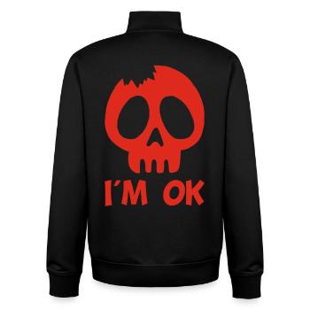 I'm fine (red) - Unisex Organic Zip Sweatshirt by Stanley/Stella - black - Back - AI Model Male 185 light (185cm)