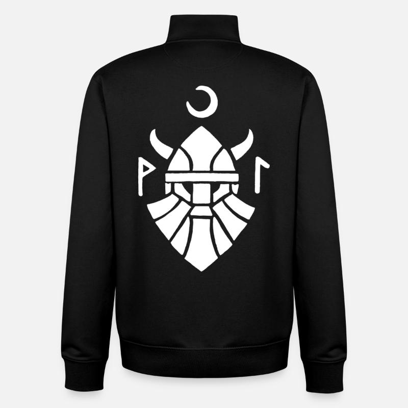 Symbole blanc du guerrier viking - Sweat zippé unisexe en coton bio Stanley/Stella - noir