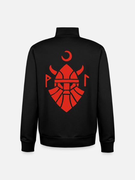 Red Viking Warrior Symbol - Unisex Organic Zip Sweatshirt by Stanley/Stella - black
