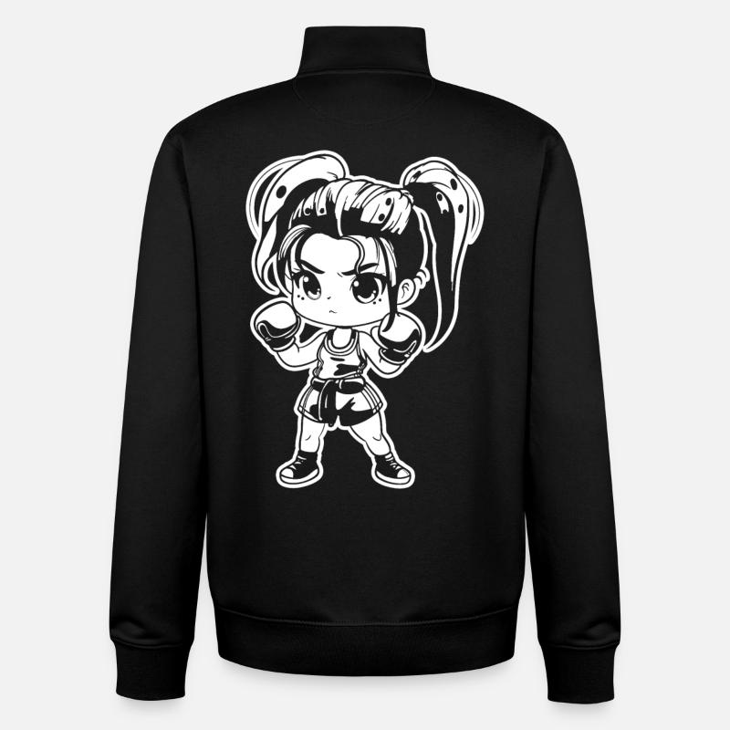 Kickboxerin Manga Stil - Unisex Organic Zip Sweatshirt von Stanley/Stella - Schwarz