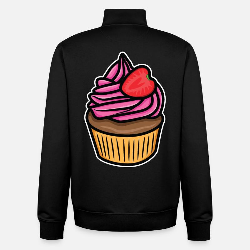 Dessin de gâteau - Sweat zippé unisexe en coton bio Stanley/Stella - noir