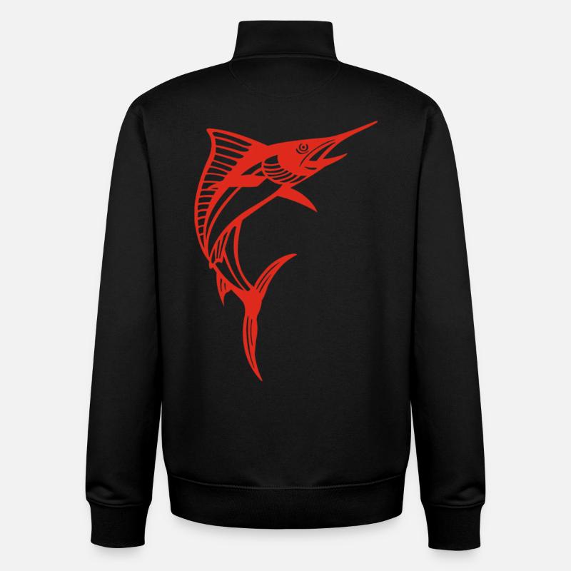 Espadon rouge - Sweat zippé unisexe en coton bio Stanley/Stella - noir