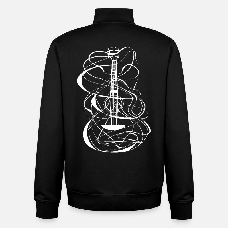 Croquis de ukulélé - Sweat zippé unisexe en coton bio Stanley/Stella - noir
