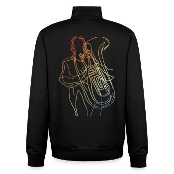 Joueur de tuba croquis look vintage - Sweat zippé unisexe en coton bio Stanley/Stella - noir - Dos - AI Model Male 185 light (185cm)