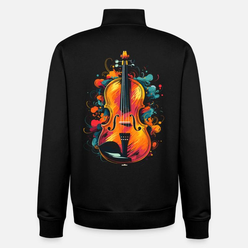 Violon - Sweat zippé unisexe en coton bio Stanley/Stella - noir