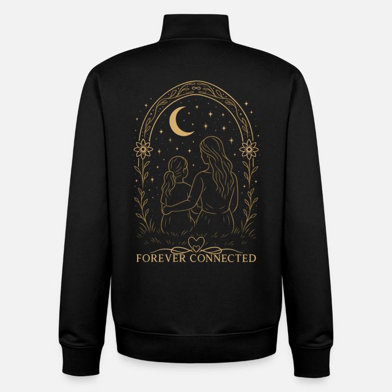 Forever Connected Mama Tochter Geschenkidee - Unisex Organic Zip Sweatshirt von Stanley/Stella - Schwarz