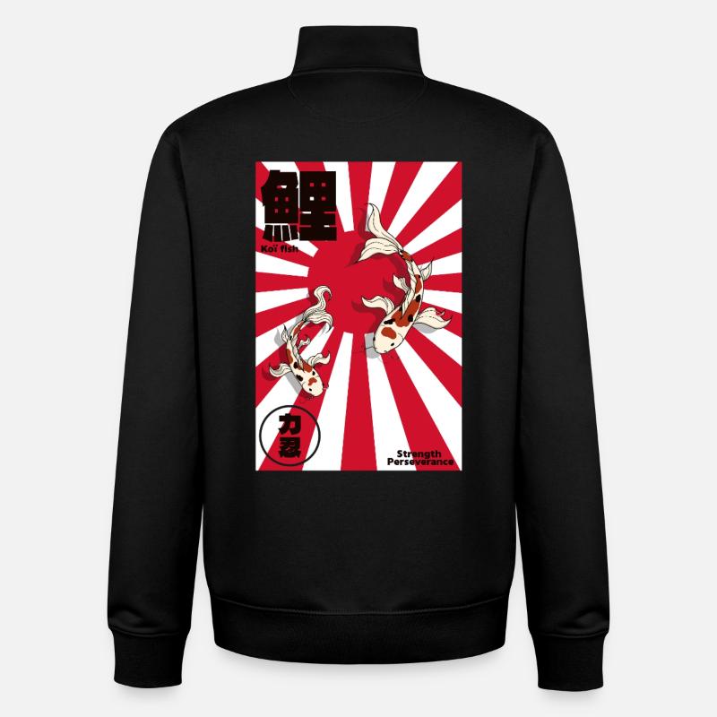 Koi Fish Art Japanese Style - Sweat zippé unisexe en coton bio Stanley/Stella - noir