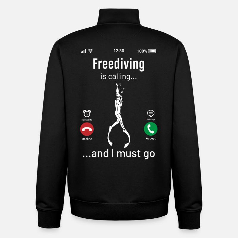 Freediving Is Calling And I Must Go Funny Design - Unisex Organic Zip Sweatshirt by Stanley/Stella - black