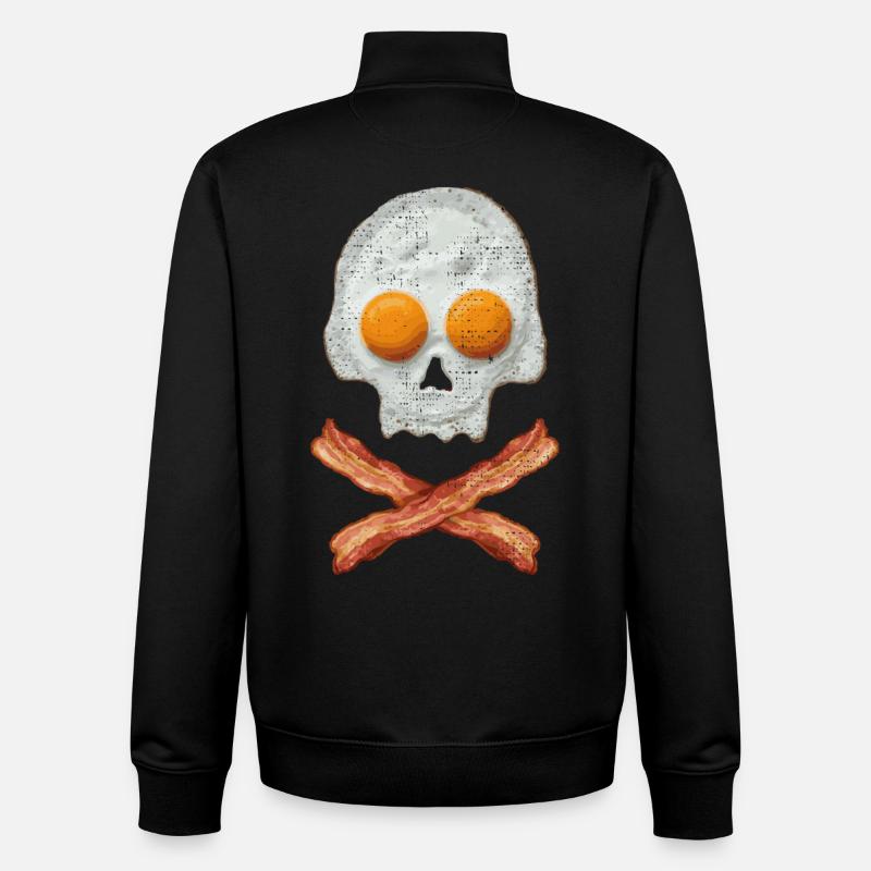 Fried Egg Skull with Bacon Cross - Unisex Organic Zip Sweatshirt by Stanley/Stella - black