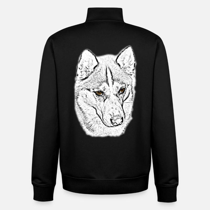 Wolfskopf Linienstudie - Unisex Organic Zip Sweatshirt von Stanley/Stella - Schwarz
