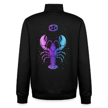 Cancer Zodiac Sign – Retro Neon Style – Astrology - Unisex Organic Zip Sweatshirt by Stanley/Stella - black - Back - AI Model Male 185 light (185cm)