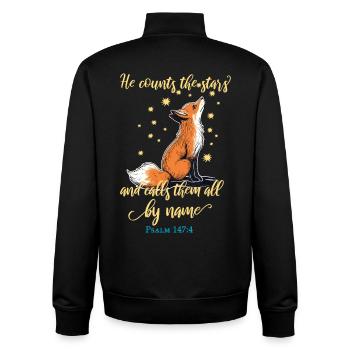 Fox Christian Quote - Unisex Organic Zip Sweatshirt by Stanley/Stella - black - Back - AI Model Male 185 light (185cm)