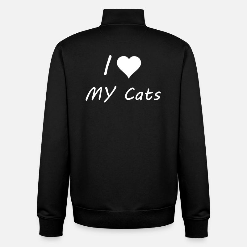 J'aime mes chats - Sweat zippé unisexe en coton bio Stanley/Stella - noir