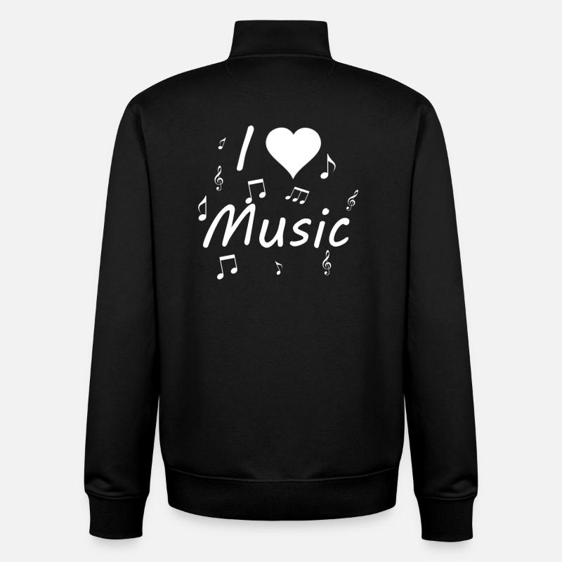 J'aime la musique - Sweat zippé unisexe en coton bio Stanley/Stella - noir