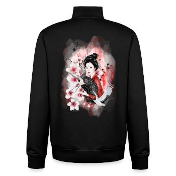 Geisha Sakura Japanisches Motiv Aquarell - Unisex Organic Zip Sweatshirt von Stanley/Stella - Schwarz - Hinten - AI Model Male 185 light (185cm)
