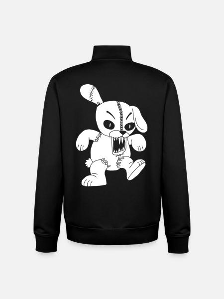 Monstrous white rabbit - Unisex Organic Zip Sweatshirt by Stanley/Stella - black