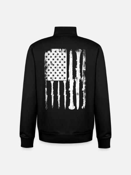 Clarinet USA Flag - Unisex Organic Zip Sweatshirt by Stanley/Stella - black
