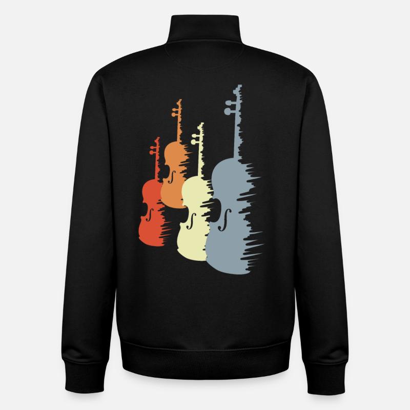 Croquis de violon - Sweat zippé unisexe en coton bio Stanley/Stella - noir