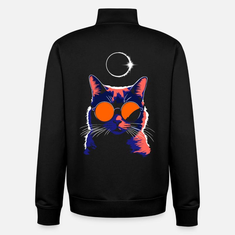Cat Sunglasses Total Eclipse Cat - Unisex Organic Zip Sweatshirt by Stanley/Stella - black