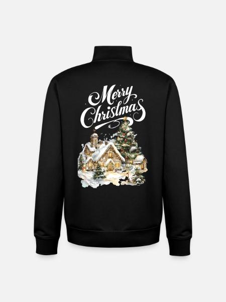 Winter Village Christmas Dream Scene - Unisex Organic Zip Sweatshirt by Stanley/Stella - black