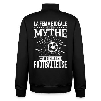 Mythos der idealen Frau, es sei denn, sie ist Fußballerin - Unisex Organic Zip Sweatshirt von Stanley/Stella - Schwarz - Hinten - AI Model Male 185 light (185cm)