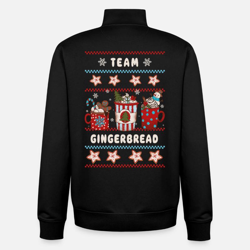 Team Gingerbread - Merry Christmas - Unisex Organic Zip Sweatshirt by Stanley/Stella - black