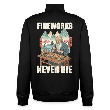 Fireworks Never Die - Unisex Organic Zip Sweatshirt by Stanley/Stella - black - Back - AI Model Male 185 light (185cm)