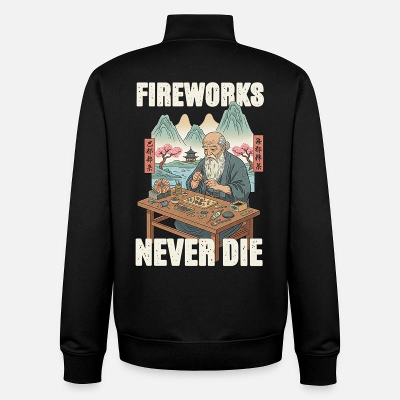 Fireworks Never Die - Unisex Organic Zip Sweatshirt by Stanley/Stella - black